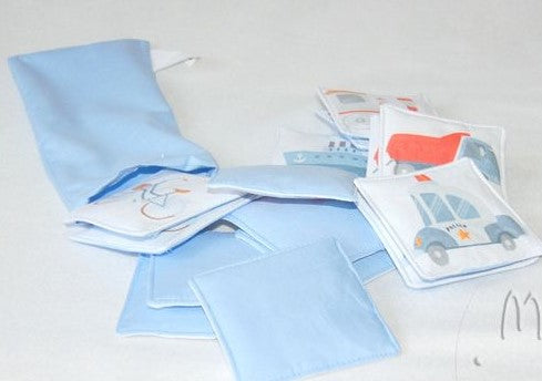MyMoo Memoryspel van textiel - set van 8 paar - Vervoermiddelen