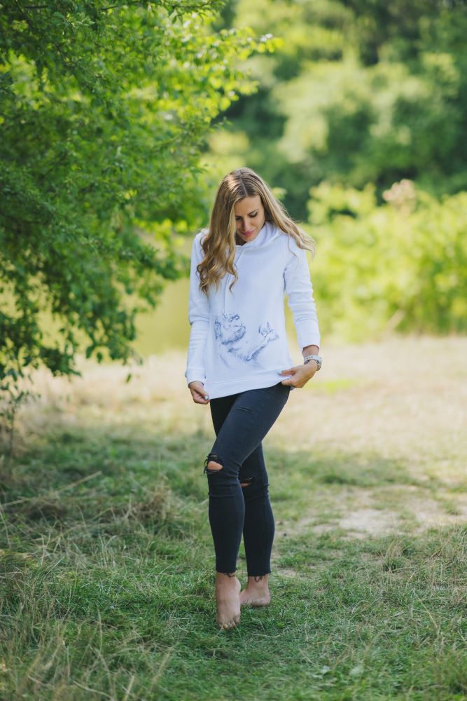 Sweat d’allaitement Monkey Mum® blanc - petit singe
