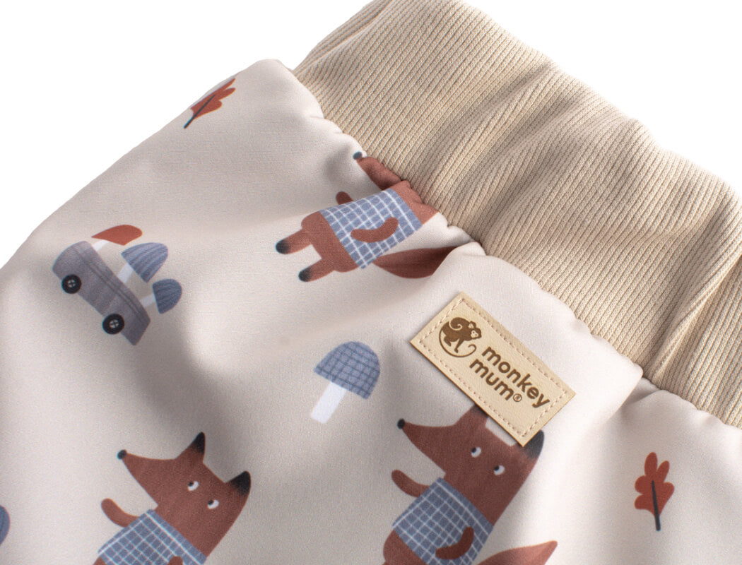 Kinder-softshellbroek met membraan Monkey Mum® - Vossen op paddenstoelen