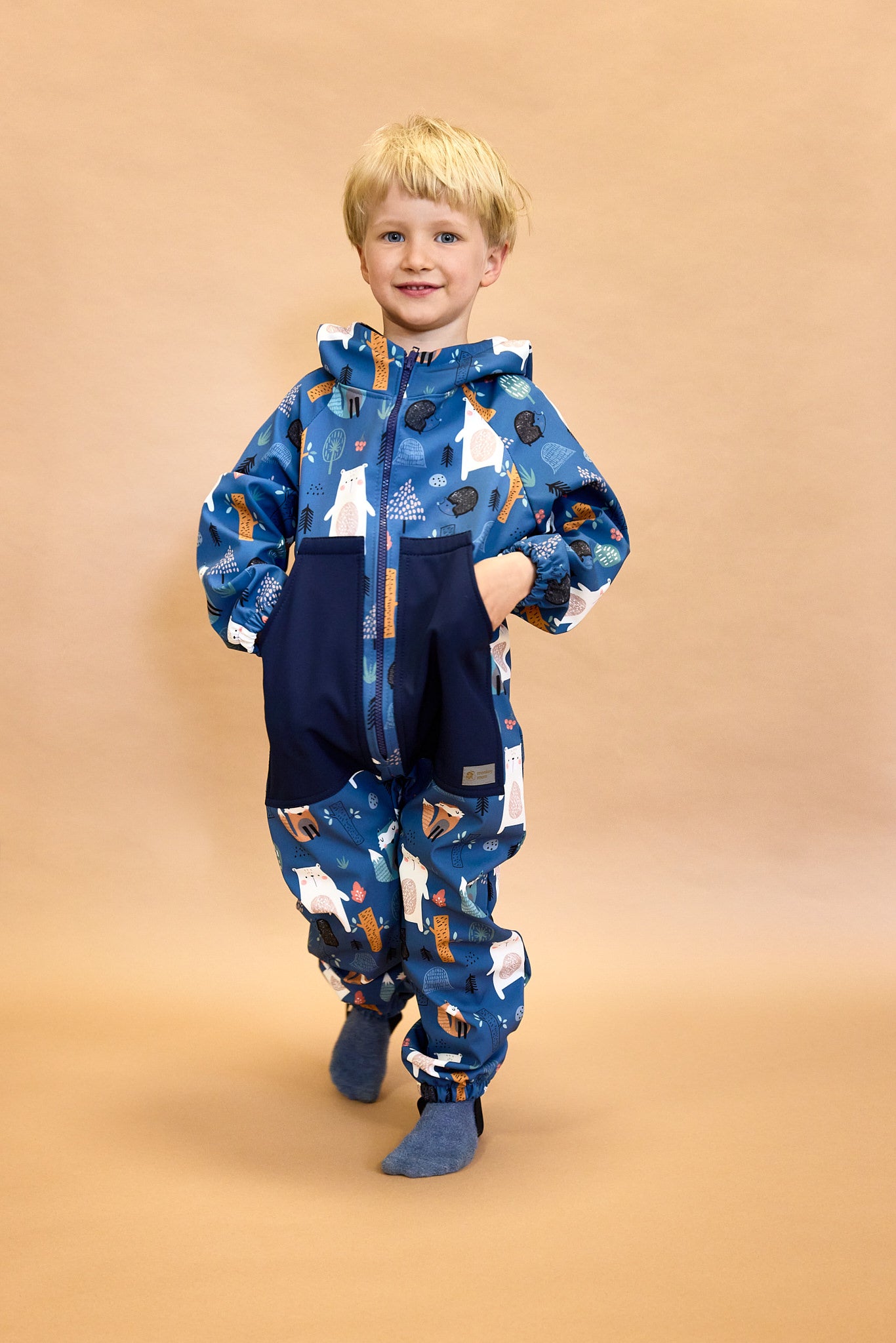Monkey Mum® Combinaison softshell avec membrane – Loups à vélo - taille 98/104, 110/116