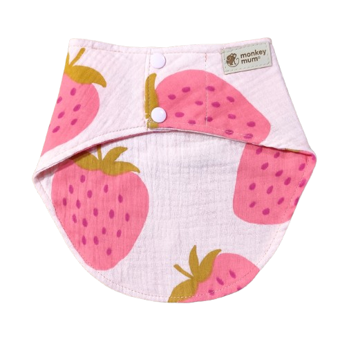 Bavoir en mousseline Monkey Mum® - Fraise