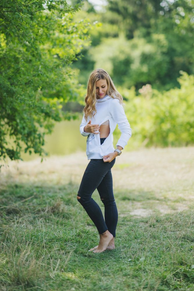 Sweat d’allaitement Monkey Mum® blanc - petite singe, 2e qualité - taille XL