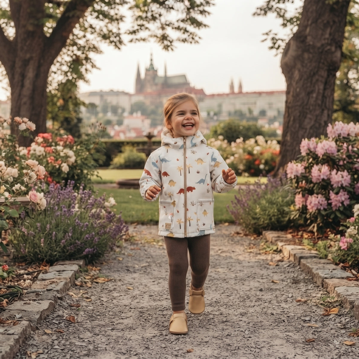 Veste softshell pour enfant avec membrane Monkey Mum® - Histoire de dinosaures