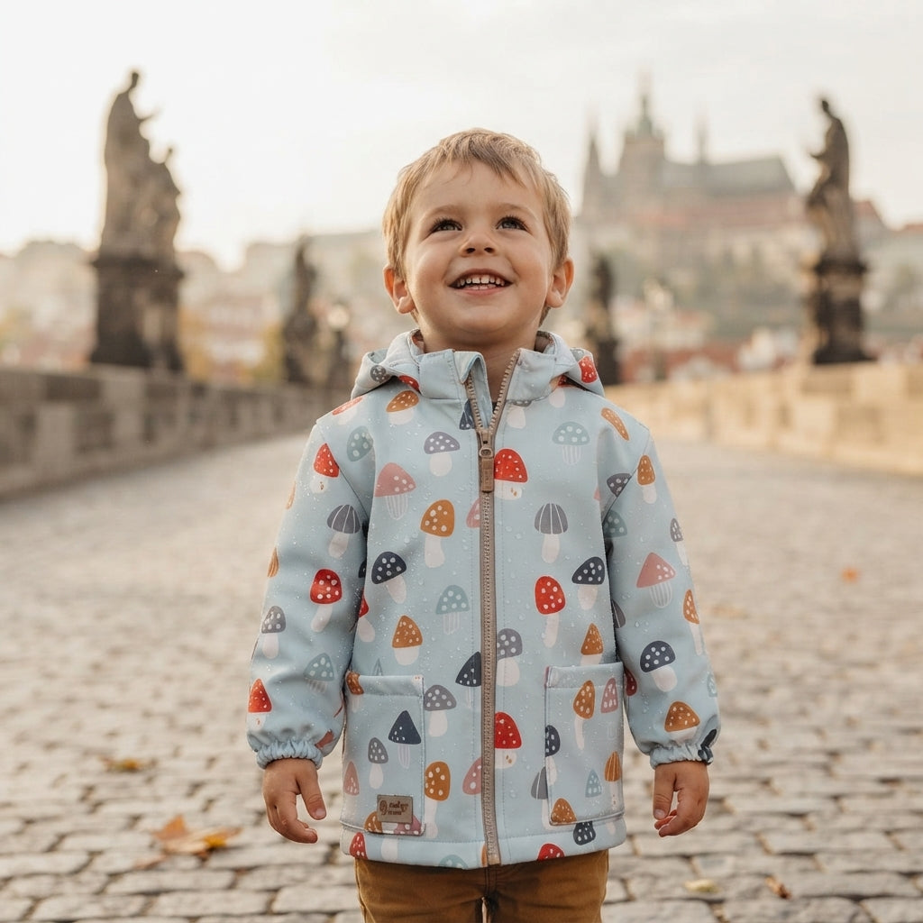 Veste softshell pour enfant avec membrane Monkey Mum® - Amanites multicolores