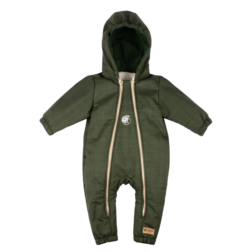 Monkey Mum® Combinaison d’hiver softshell enfant avec doublure en mouton - Petit chasseur kaki - t. 62/68, 74/80