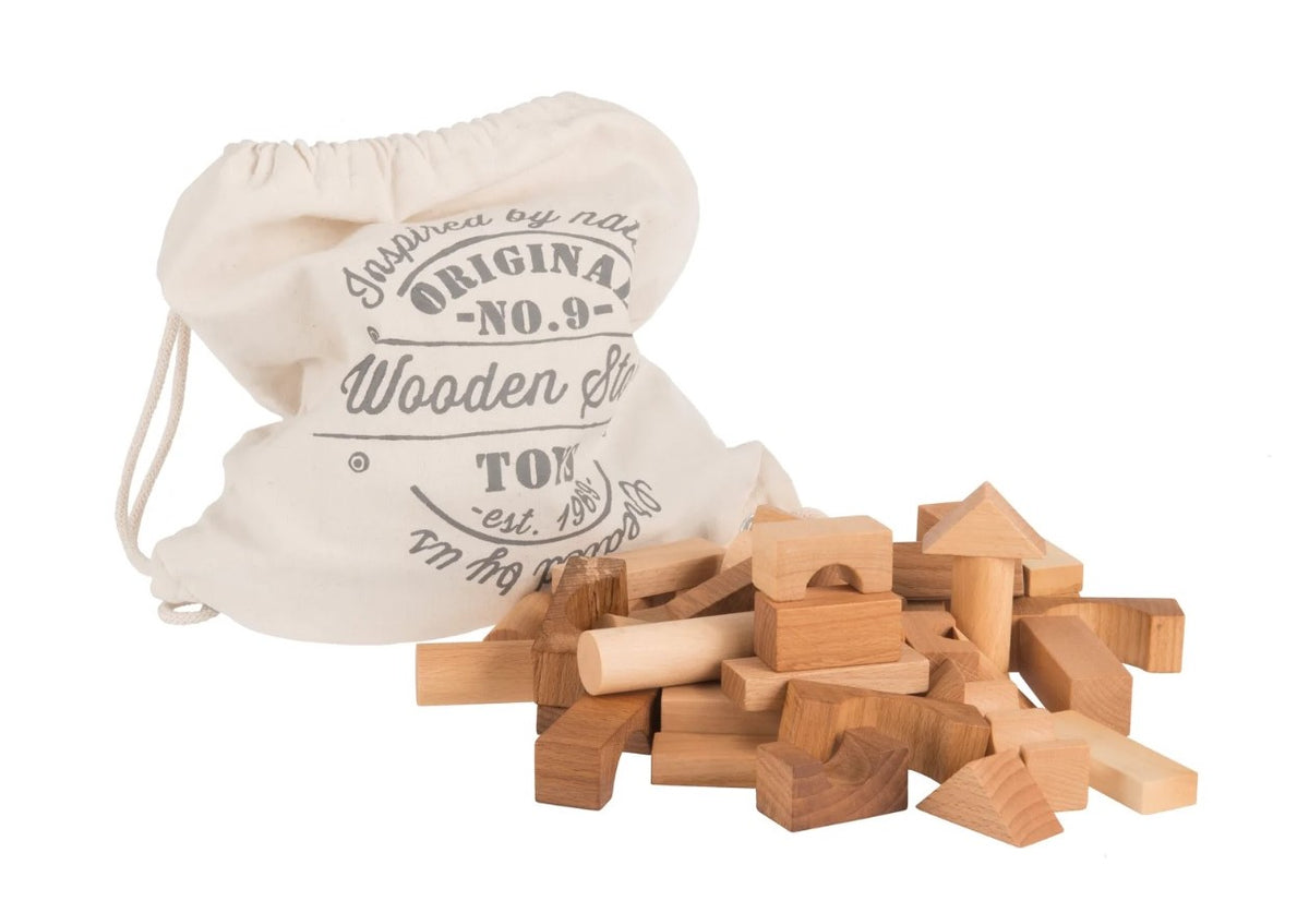 Wooden Story Cubes dans un sachet en coton - 60 pcs - Naturel