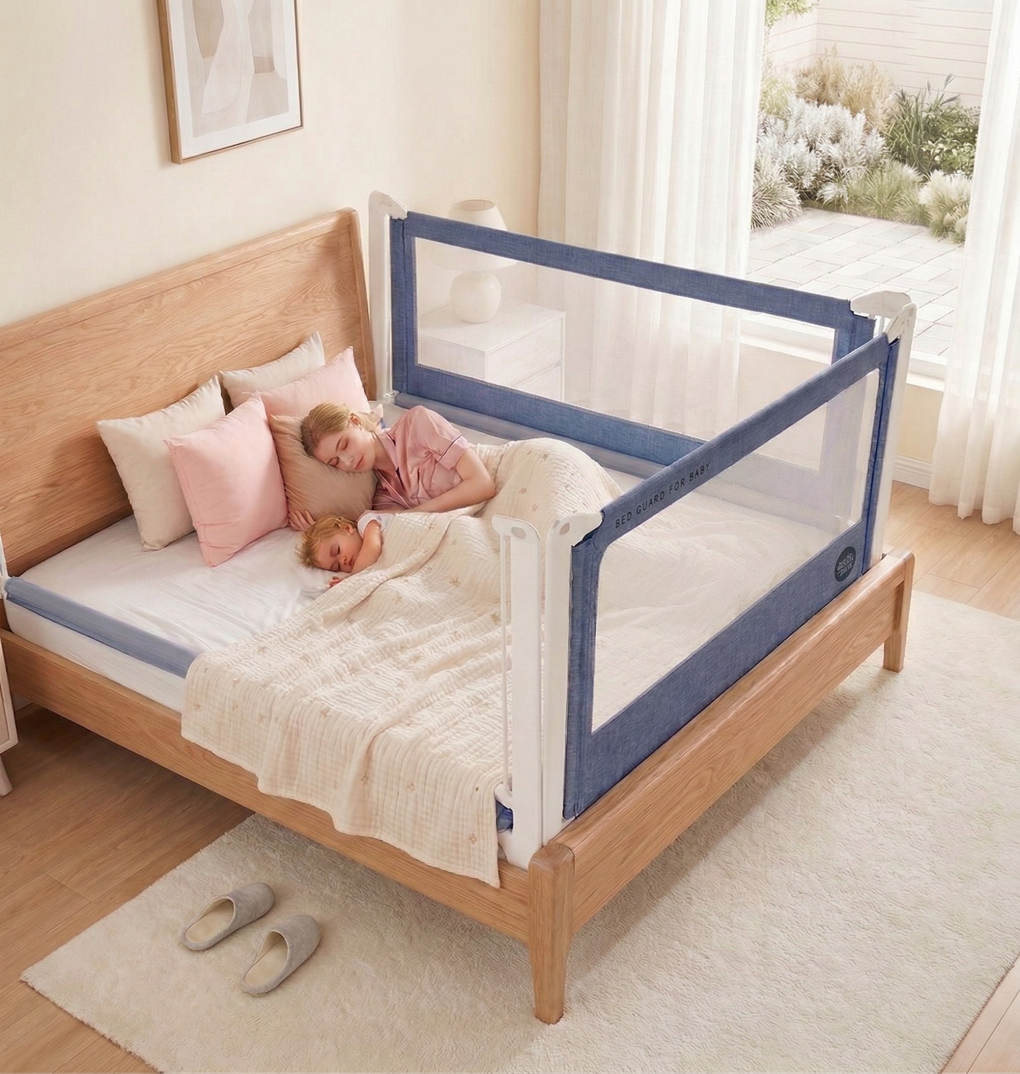 Barrière de lit Monkey Mum® Popular - bleu foncé - design - fin de série - déballée