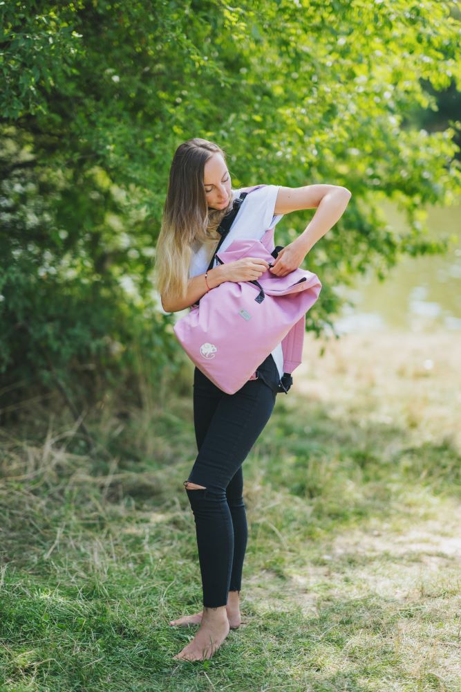 Monkey Mum® Sac à dos softshell intégré pour porte-bébé Carrie - Barbe à papa