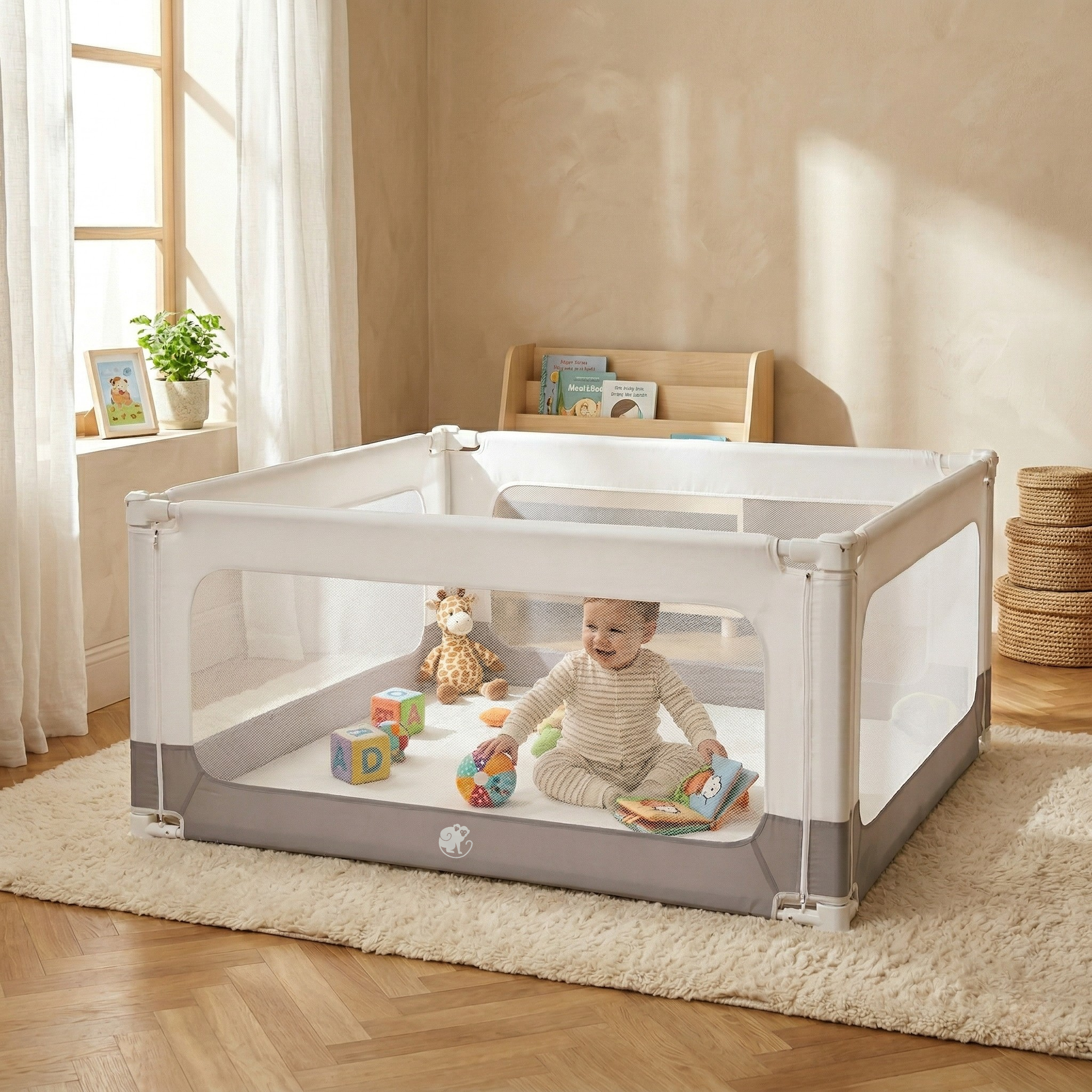 Barrière de lit et parc Monkey Mum® 2 en 1 Smart - déballé